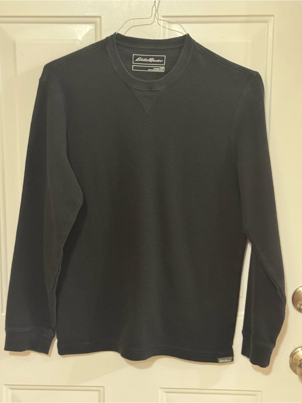Eddie Bauer men’s Black Crewneck Thermal Waffle cotton Sweater